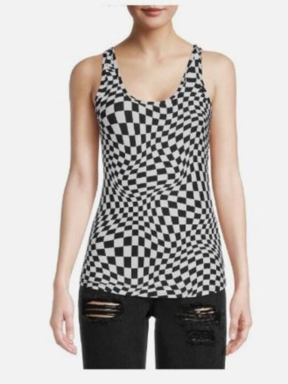 NOBO Black & White Check Tank Top Sz L (11-13)